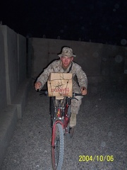 Sometimes, a bike with a cardboard box is all you need.  That, and a flower drawing.